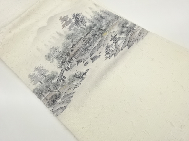 JAPANESE NAGOYA OBI / HIGE TSUMUGI / SCENERY OF TREES / ARTIST WORK